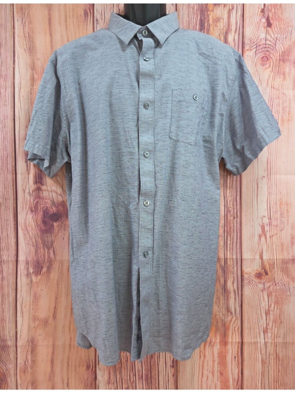 Travis Mathew Mens Gray Button-Front Short Sleeve Shirt XXL